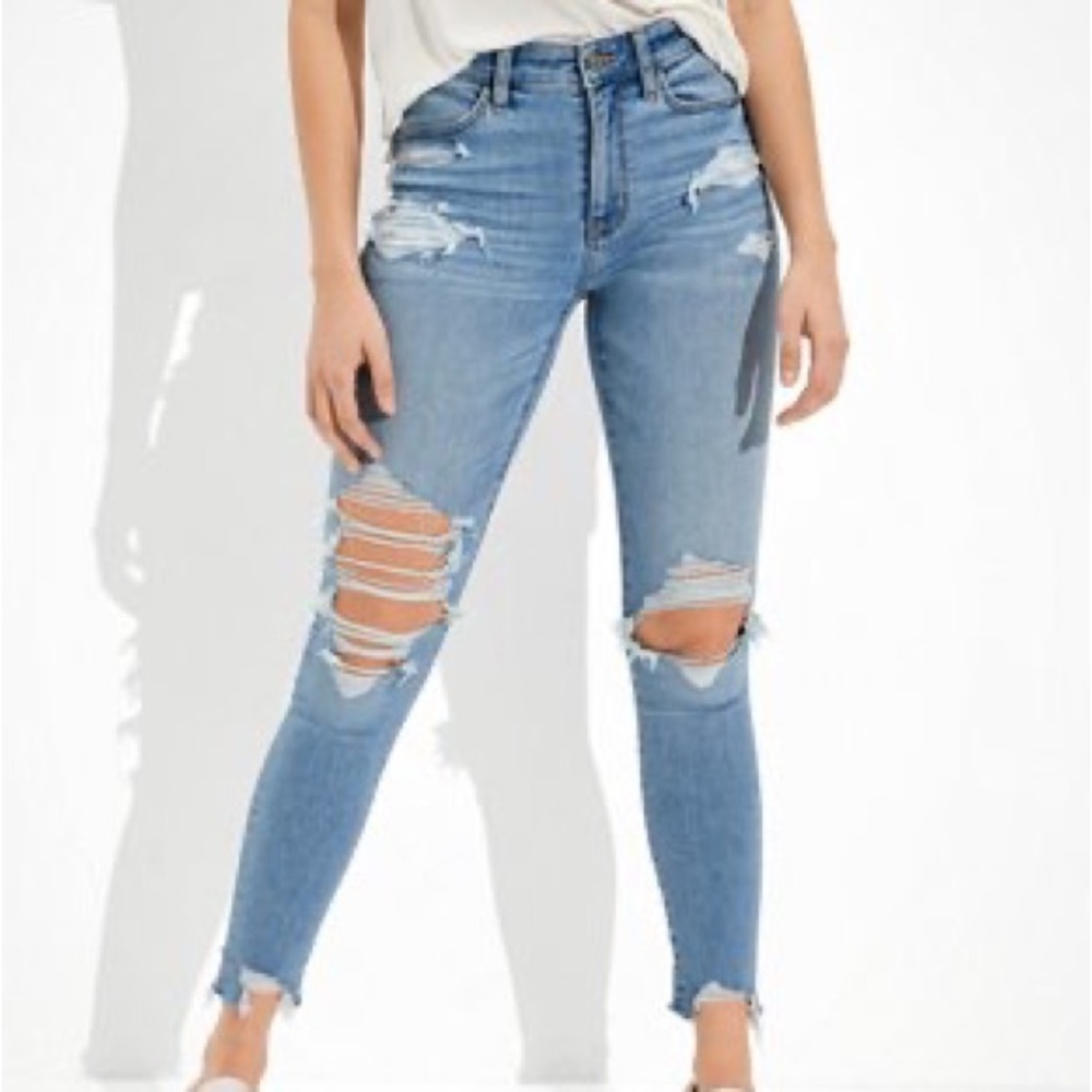 American Eagle Outfitters Next Level Stretch Hi-Rise Distressed Jeggings